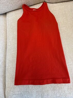 Athleta Bright red/ Orange Ribbed Tank Top